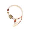 Calcedonia Blanca Hielo Transparente Medio Tubo Jade DIY Tejido a Mano Sándalo Verde Original Dibujos Animados Hermana Pulsera Cinabrio de la Suerte