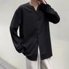 Foto real japonés de moda manga larga Nueva camisa holgada color sólido estándar para hombre elegante simple primavera moda juvenil