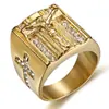 Anillo de Acero de Titanio con Carácter Creativo Punk Retro Trendy Europeo y Americano Chapado en Oro de 18K y Diamante para Hombres
