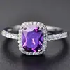 Desejo Hot Selling Multicolor Color Treasure Ring Europeu e Americano Comércio Exterior Clássico Quadrado Anel de Noivado com Diamante Banhado a Prata 925 Joias para as Mãos