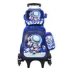 Mochila Escolar de Cuero 3D de Arrastre Juego de Tres Piezas Mochila de Arrastre Infantil de Dibujos Animados Bolsa de Almuerzo Venta Directa de Fábrica