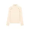 Suéter de punto para niñas Amybaby, Invierno 2025, Nuevo, Cuello alto, Abotonado, Color liso, Camisa base versátil