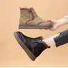 Novas Botas de Neve Peludas com Zíper Lateral Estilo Chinês Femininas 2026 Novas Botas Curtas de Salto Baixo de Inverno Sapatos de Algodão Espessados Antiderrapantes para Senhoras