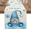 Venta Caliente Transfronteriza Mantel con Estampado de Muñeco de Nieve y Reno Navideño Mantel Individual de Lino para Mesa de Comedor del Hogar de Invierno Decoración Festiva