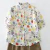Comercio Exterior Transfronterizo, Varios Estilos de Camisas Artísticas Casuales Florales, Versátiles Camisas Finas de Manga Corta con Cuello Redondo de Estilo Francés de Nicho para Mujer