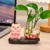 Vaso Hidropônico Desenho Animado Porco Raivoso Sapo Panda para Estação de Meninas Aparelho de Cultivo de Flores Aquáticas Enfeites Pequenos Decorativos de Mesa