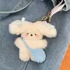 Coelho Desenho Animado Fofo Pingente Laço Azul Pelúcia Brinquedo Pendurar na Bolsa Acessórios Coração de Menina Chaveiro Casal