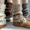 Polainas de Tricô com Etiquetas Metálicas, Meias Cinzas para Mulheres, Estilo Japonês, Primavera e Outono, Meias Acima do Joelho Y2K para Mulheres