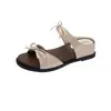 Sandalias Casuales Sencillas para Mujer con Lazo, Tipo Mocasín Slip-On, Adecuadas para Uso en Exteriores, Sandalias de Cuña Moda Verano 2026, Medias Zapatillas de Tacón Alto
