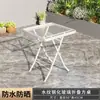 Mesa de Comedor Redonda Plegable Blanca de Vidrio Templado para Exteriores, Mesa de Comedor para el Hogar con una Mesa y Dos Sillas, Mesa de Té Pequeña para Balcón