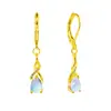 Moda Moonstone gota de água brincos longo borla Super fada em forma de pêra diamante labradorita personalidade orelha fivela orelha jóias