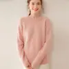 Suéter de tricô de cashmere grosso, gola redonda, cor sólida, para mulheres, modelagem solta e emagrecedora, perfeito como uma camada base quente para o outono e inverno