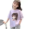 Camiseta de Manga Corta para Niños Algodón Puro 2026 Nuevo Estilo Verano Moda para Niñas Camisa de Media Manga Superior para Niños Medianos y Grandes