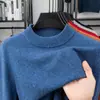 100% lana pura, cuello semi-alto, suéter de lana grueso para hombre, nueva colección otoño/invierno 2026, suéter de punto casual y cálido