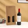 Caja de Regalo Ecológica de Cartón Negro para Dos Botellas de Vino Bolsa de Papel Bolsa de Regalo Bolsa de Tote En Stock Empaque de Regalo