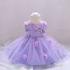 Estilo coreano bebê menina estampada borboleta pétala de um ano de idade lavar vestido malha princesa vestido crianças
