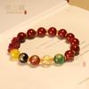 Pulsera Pixiu de Cinabrio Pulsera del Dios de la Riqueza de Cinco Vías Arena Dorada Púrpura Joyería para Parejas Año del Zodiaco Souvenir de Empresa Regalo Al por Mayor