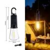 Lâmpada de filamento de tungstênio solar transfronteiriça, lâmpada de acampamento ao ar livre, lâmpada decorativa de ambiente de acampamento portátil recarregável Tipo-C