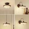 Luminária de Parede Vintage Estilo Song para Cabeceira com Estampa em Tecido, Proteção Ocular, Estilo Chinês Novo, Iluminação Criativa e Única para o Quarto
