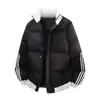 Chaqueta de Algodón con Cuello Alto para Hombre, Estilo Americano Casual Deportivo de Invierno con Tres Rayas, Ropa a Prueba de Frío, Ropa de Algodón Gruesa y Cálida para Pareja