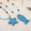 Vacaciones Transfronterizas Estilo Dopamina Verano Playa Piedra Volcánica Tridimensional Estrella de Mar Pez Collar de Perlas Accesorios para Mujer