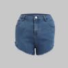 Pantalones cortos vaqueros Lu Qiuguo Super de verano en azul claro con borlas y borde, súper genuinos, que levantan la cadera y recortan las piernas FP0003