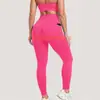 Pantalones con Bolsillo Lateral Estilo Europeo y Americano Línea Sexy que Realza la Figura Levanta Glúteos Leggings Deportivos Pantalones de Fitness Elásticos de Cintura Alta para Mujer Pantalones de Running y Yoga