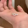 Anillo de azúcar cuadrado vintage rosa usado para mujer de lujo ligero de alta gama estilo ins anillo para dedo índice exquisito anillo moderno exquisito