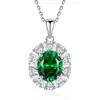 Transmisión en Vivo de Tiktok Dropshipping Collar de Plata S925 Floral Esmeralda Accesorios para Mujer Regalo Cadena para Clavícula Conmemorativa Colgante