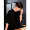 Camiseta de Manga Corta Estampada de Algodón Puro para Hombre, Talla Grande y Holgada, Nuevo Estilo de Verano, Estampado de Letras, Talla Extra, Camiseta de Hombre de Moda