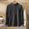Suéter de Cachemira 100% Puro de Cuello Medio para Hombre, Suéter de Punto para Otoño e Invierno, Doble Hilo Engrosado, Hombro Ranglán, Suéter Cálido