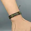 Pulsera de Diseño Color-Blocking de Celebridad de Internet Europea y Americana Cordón de Cuero de Vaca Retro Tejida Simple Pulsera Ajustable de Cuero Genuino Dropshipping