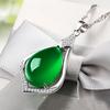 Collar de Plata Jinjia Hua con Colgante de Jade Verde en Forma de Gota al por Mayor Corea del Sur Moda de Venta Caliente Joyería de Plata Simple de Fábrica Daifa