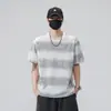 Nueva Camiseta de Verano 2026 con Rayas Anchas y Cuello Redondo para Hombre, Moda Clásica Versátil Estilo Diario en Pareja Corte Holgado Ropa Casual