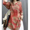 Ropa de Mujer *** Oferta Estampado Vintage Manga de Cinco Puntas Camisa Suelta Talla Grande de Mujer Top de Longitud Media con Cuello en V Mujer