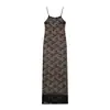 Comércio Exterior Transfronteiriço Roupas Femininas 2026 Novos Produtos Moda Europeia e Americana Sexy Renda Alça Fina Vestido Longo para Mulheres