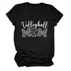 Amazon eBay sitio independiente moda casual mujer voleibol mamá estampado de leopardo cuello redondo camiseta
