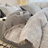 Juego de Cama de Algodón Cepillado Casual de Cuatro Piezas Algodón Puro Nueva Ropa de Cama Otoño e Invierno Sábanas Funda de Edredón Individual Juego de Sábanas Ajustables de Tres Piezas