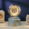 Bola de Cristal Transfronteiriça Base Giratória com Textura de Madeira Luminária Noturna Brilhante Lâmpada do Céu Estrelado 3D Decoração de Mesa Presente Criativo de Feriado