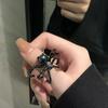 Anillo punk oscuro de araña con diseño de nicho, piedra lunar, metal, viento frío, apertura ajustable