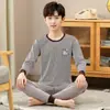 Conjunto de roupa íntima infantil Meninos Crianças médias e grandes roupas de outono terno de calça comprida adolescentes suéter de algodão suéter suéter terno de calça