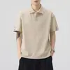 Roupas Masculinas Xintang 2026 Verão Nova Camisa Polo Masculina com Gola Reversível, Manga Curta, Leve, Marca da Moda, Camisa Polo de Manga Três Quartos