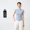 Camiseta Fitness Sem Costura para Mulheres, Top de Corrida de Secagem Rápida, Roupas de Treino de Manga Curta, Roupas de Fitness Respiráveis para o Verão ao Ar Livre, Modeladoras