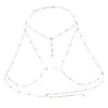 Cadena de pecho sexy europea y americana transfronteriza, cadena corporal de moda para chica súper sexy en bikini, joyería con colgante de diamante brillante, borla, femenina