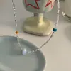 "Plata Rota Varios Dos" Collar Metal Color Frío Anillo de Perlas de Arroz Pequeñas Cadena para Clavícula de Lujo Ligero para Mujer Personalidad de Verano Tendencia