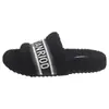 Pantuflas de Peluche Suaves y Lindas de Moda para Mujer Otoño 2026 Nuevas Cálidas de Moda para el Hogar con Letra de Tira Plana Única