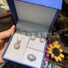 Juego de Calcedonia de Hielo Incrustada Plateado Colgante de Calcedonia Natural Aretes Pulsera Aretes Jade Juego de Regalo de Tres Piezas