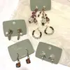 Pendientes de Piedra Natural Estilo Bosque, Nácar, Elefante Pequeño y Gato, Pendientes Vintage Hechos a Mano de Nicho con Aguja de Plata para Mujer
