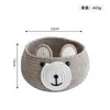 Cesta de Armazenamento de Cogumelo Tecida Colorblock de Corda de Algodão com Tampa à Prova de Poeira Cesta de Armazenamento de Lanches para Desktop Organizador de Utilidades Cesta de Armazenamento