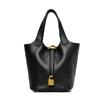 Bolsa Transfronteiriça de Couro Genuíno 2025 Bolsa Tote Saco de Balde Bolsa de Ombro Grande Capacidade Bolsa Transversal Feminina Estilo Balde para o Dia a Dia